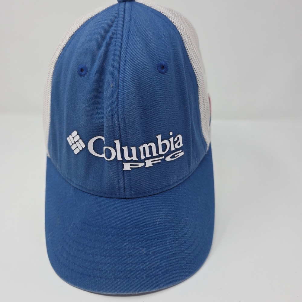 Columbia PFG Trucker Hat OSFM Texas Flag Mesh Snapback Blue White Cotton Blend